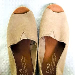 Toms Suede Open Toe Espadrille Flat Size 6.5